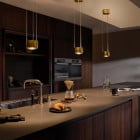 3 x Gold Occhio Sento Sospeso LED Pendants in Kitchen