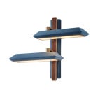 Bert Frank Rinato LED Double Wall Light Right Antique Brass Blue
