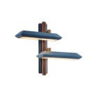 Bert Frank Rinato LED Double Wall Light Left Antique Brass Blue