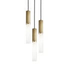 J. Adams & Co Flume 50 3 Drop Pendant Antique Brass - Frosted Glass