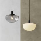 Audo Copenhagen Bank Pendant Opal Glass and Smoke Glass