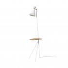 Warm Nordic Cone Floor Lamp with Table Clear White with Oak Table