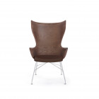 Kartell Smart Wood K/Wood Chair Slatted Ash Dark Wood Leather Seat Chrome
