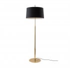 Santa & Cole Diana Mayor Floor Lamp Shiny Gold Structure/Black Linen Shade