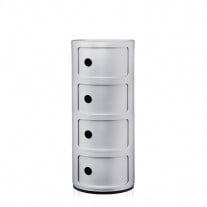 Kartell Componibili Recycled Storage Unit Matt Silver 4 Tier Unit