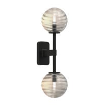 Astro Tacoma Twin Globe Wall Light Matt Black Globe Ribbed Clear