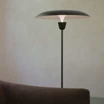 New Works Kantarell Floor Lamp Black Behind Sofa