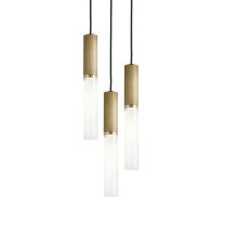 J. Adams & Co Flume 50 3 Drop Pendant Antique Brass - Frosted Glass