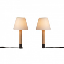 Santa & Cole Basica M1 Table Lamp White Linen with Bronze Base