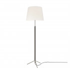 Santa & Cole Pie de Salon G1 Floor Lamp White Linen Shade with Chrome Plated Finish