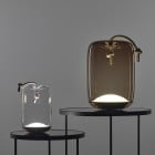 Brokis Knot Battery Outdoor LED Table Lamp Small Transparent & Brushed Stainless Steel and Large Smoke Brown & Brass
