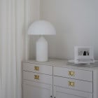 Oluce Atollo Opal Glass Lamp in Bedroom