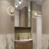 2 x Tom Dixon Stone Wall Lights in Bathroom