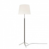 Santa & Cole Pie de Salon G1 Floor Lamp White Linen Shade with Chrome Plated Finish