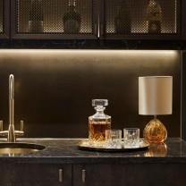 Porta Romana Dumpling Table Lamp Saffron on Bar