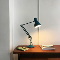 Anglepoise Type 75 Margaret Howell Table Lamp Saxon Blue on Desk