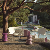 Pink and Violet Kartell Sottsass Pilastro Stools