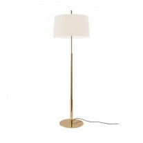 Santa & Cole Diana Mayor Floor Lamp Shiny Gold Structure/White Linen Shade