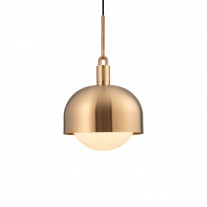 Buster + Punch Forked Shade + Globe Pendant Large Opal Glass Brass Shade