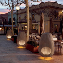 Bover Amphora 03 LED Floor Lamp Outside Restaurant