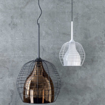 Diesel Living with Lodes Cage Pendant Small White Cage/White Diffuser and Large Black Cage/Bronze Diffuser Off