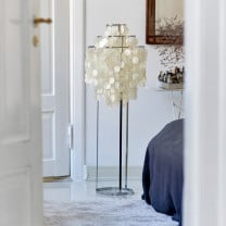 Verpan Fun 1STM Floor Lamp Chrome in Bedroom