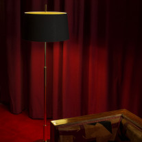 Santa & Cole Diana Mayor Floor Lamp Shiny Gold Structure/Black Linen Shade