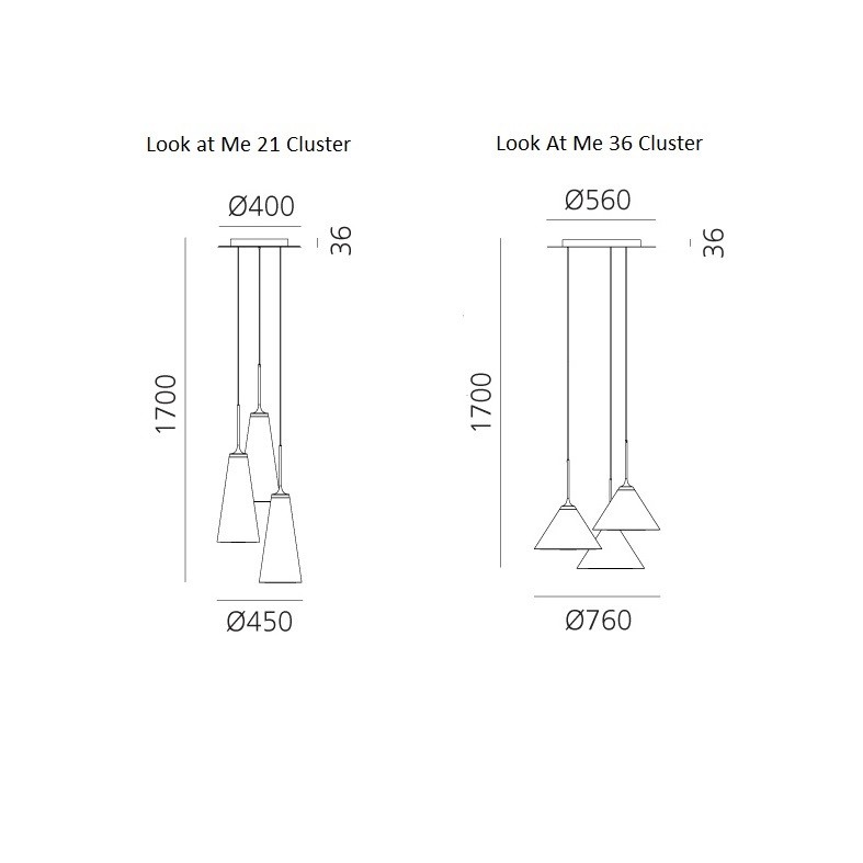 Specification image for Artemide Look At Me LED Cluster Pendant