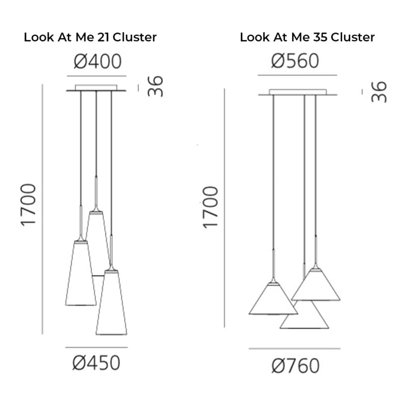 Specification Image for Artemide Look At Me LED Cluster Pendant Light