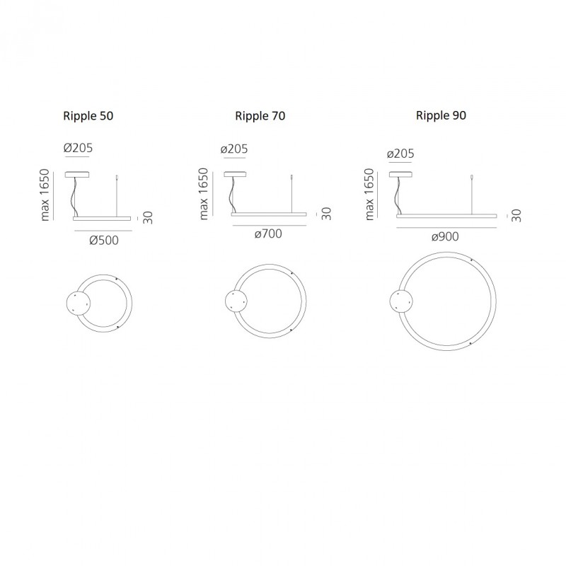 Specification image for Artemide Ripple LED Suspension