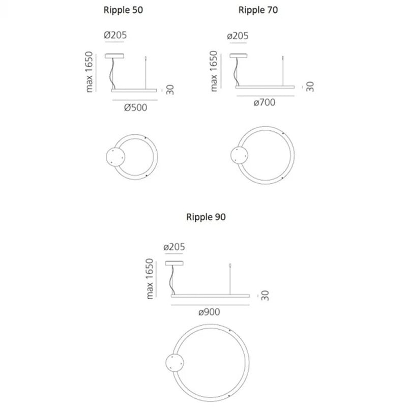 Specification Image for Artemide Ripple LED Suspension