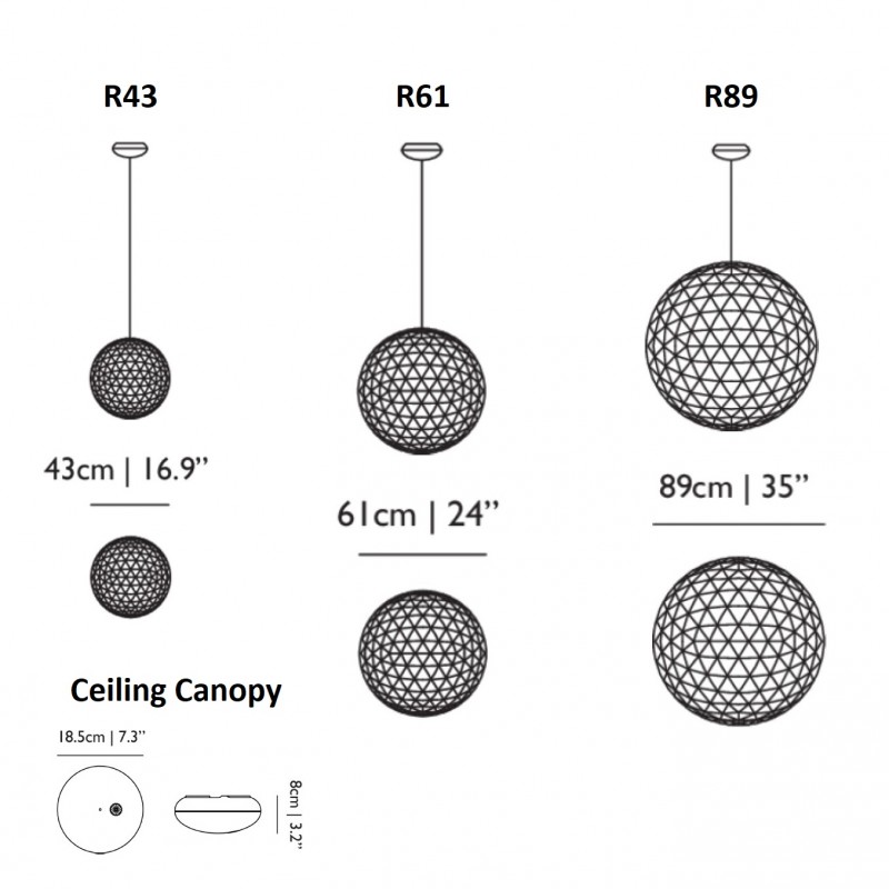 Specification image for Moooi Raimond II LED Pendant