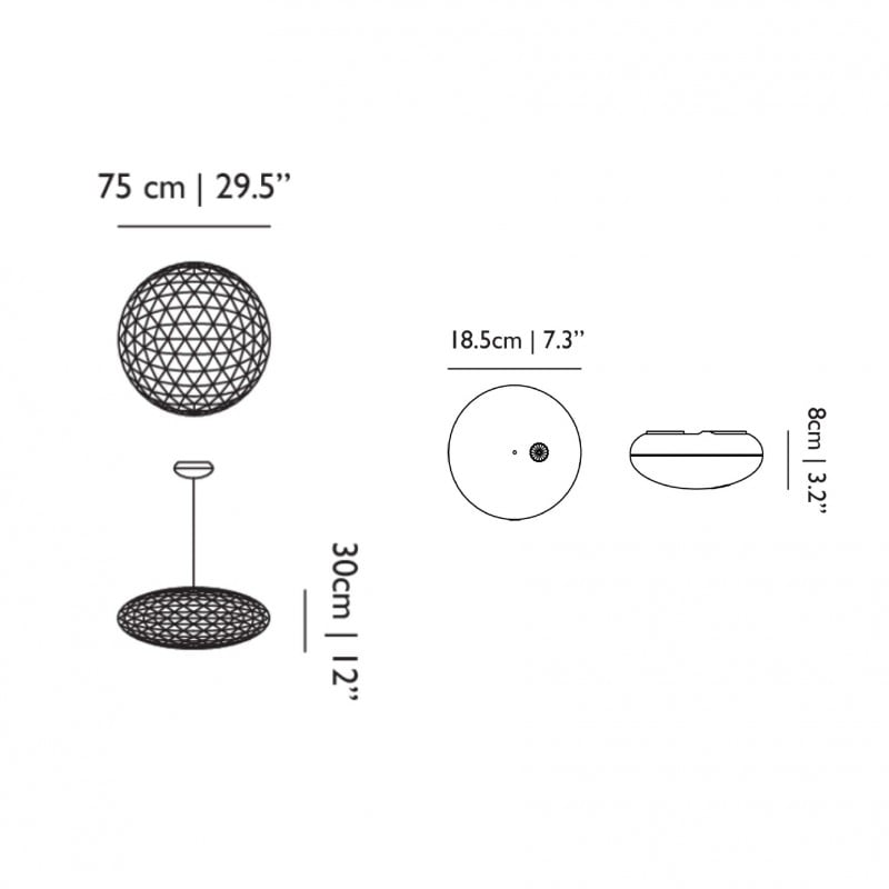 Specification image for Moooi Raimond II Zafu LED Pendant