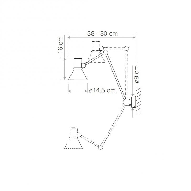 Specification image for Anglepoise Type 80 W3 Wall Light