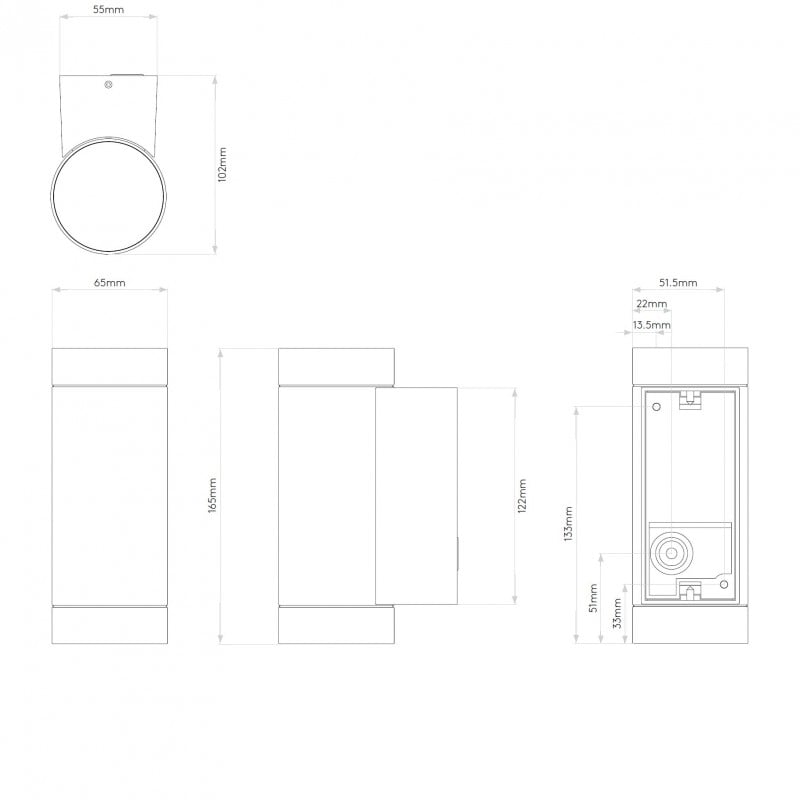 Specification image for Astro Dartmouth Twin Wall Light