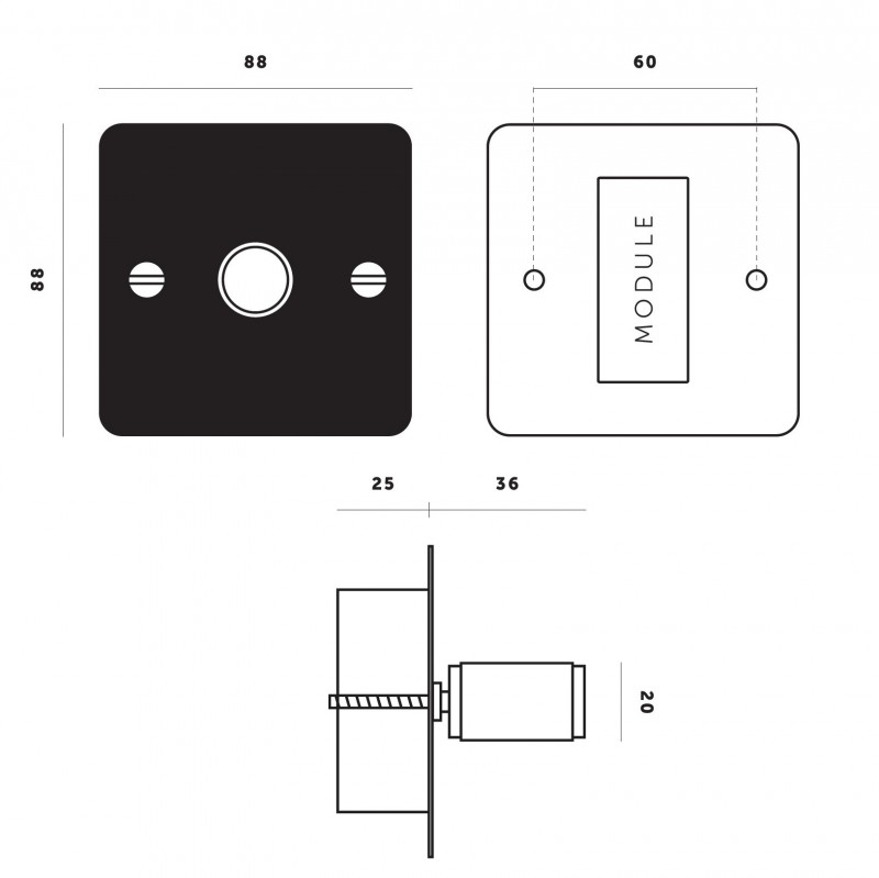 Specification image for Buster and Punch 1G Dimmer Switch