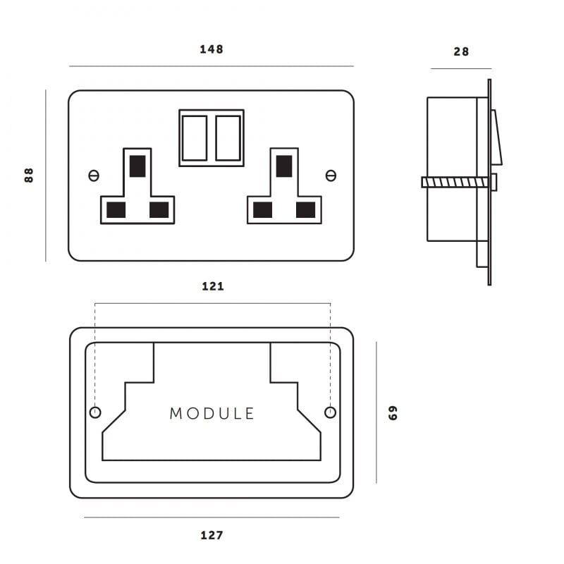 Specification image for Buster and Punch 2G USB Socket