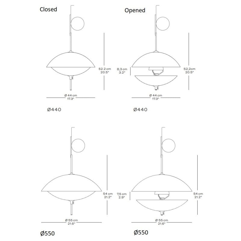 Specification Image for Fritz Hansen Clam Pendant