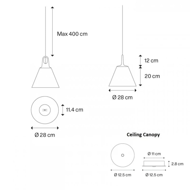 Specification Image for Lodes JIM Cone Pendant