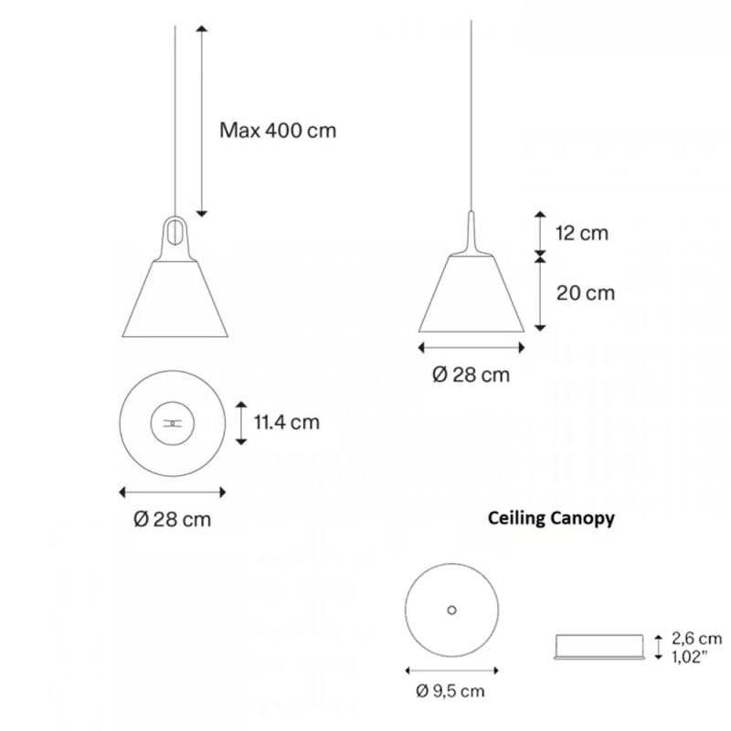 Specification Image for Lodes JIM Cone Pendant