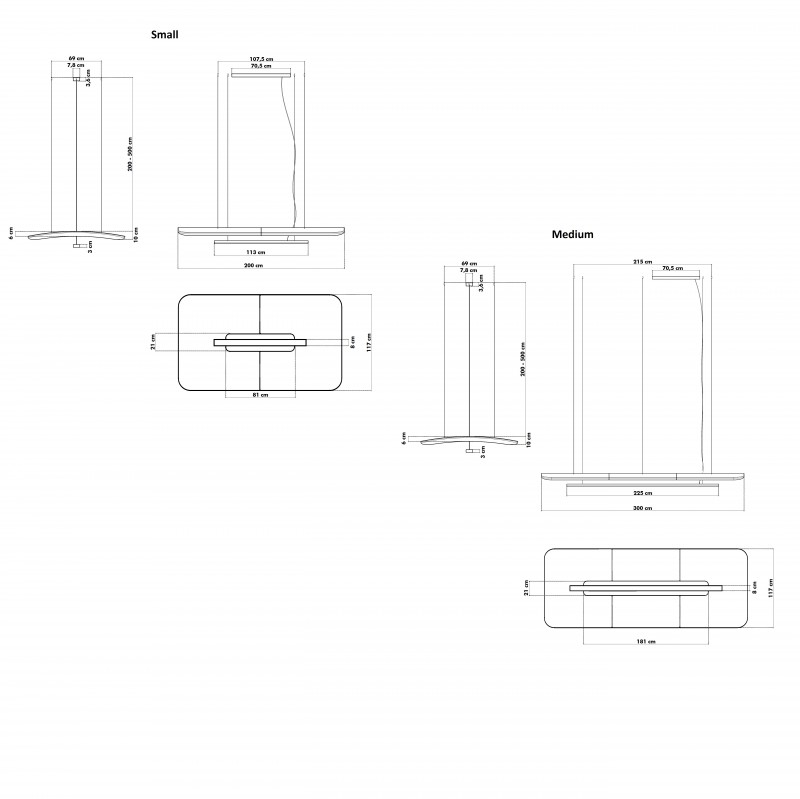 Specification image for BuzziSpace BuzziZepp LED Pendant