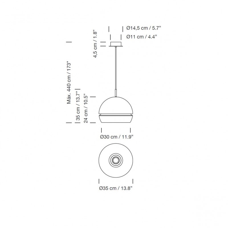 Specification image for Santa & Cole Fontana LED Pendant