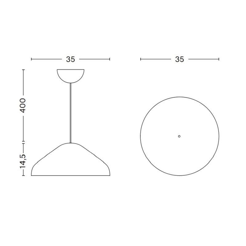 Specification image for HAY Pao Glass LED Pendant 