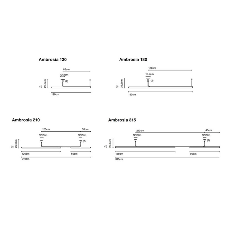 Specification image for Marset Ambrosia LED Suspension