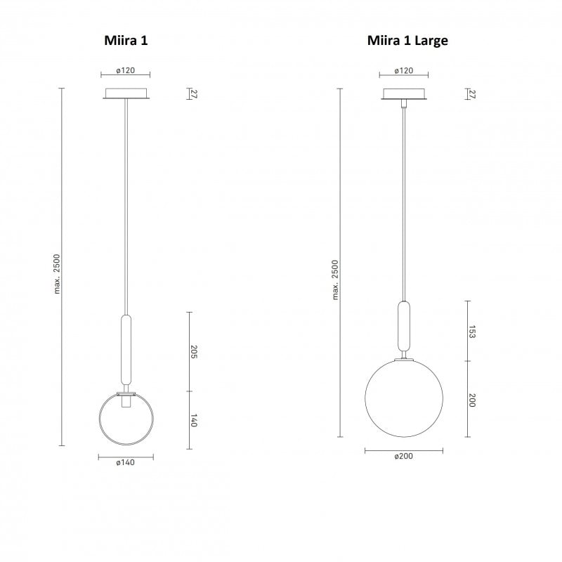 Specification image for Nuura Miira 1 Pendant