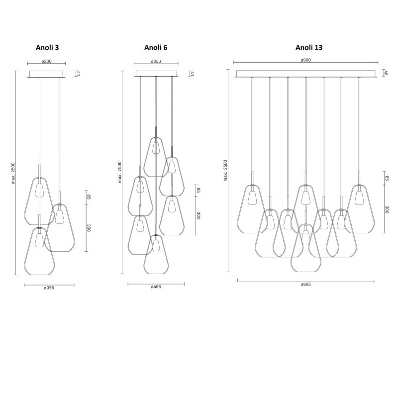 Specification image for Nuura Anoli Chandelier