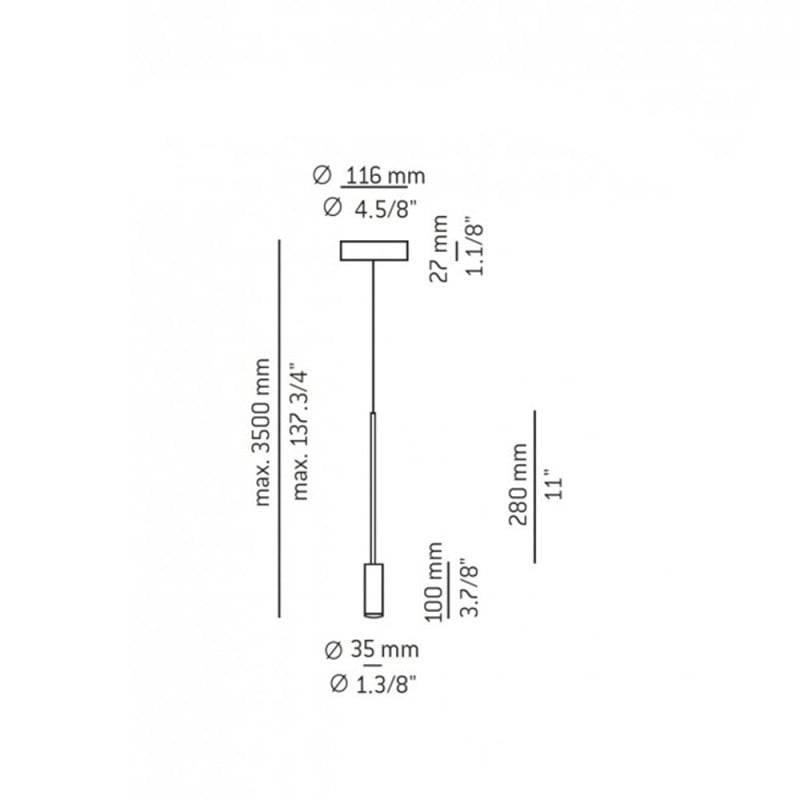Specification image for Estiluz Volta LED Pendant
