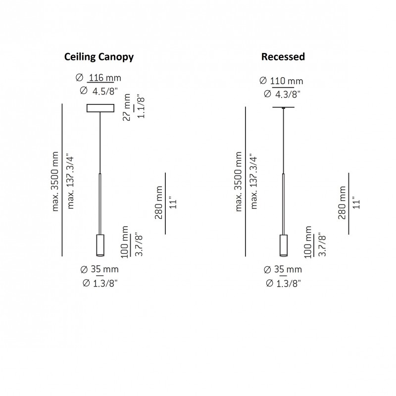 Specification image for Estiluz Volta LED Pendant