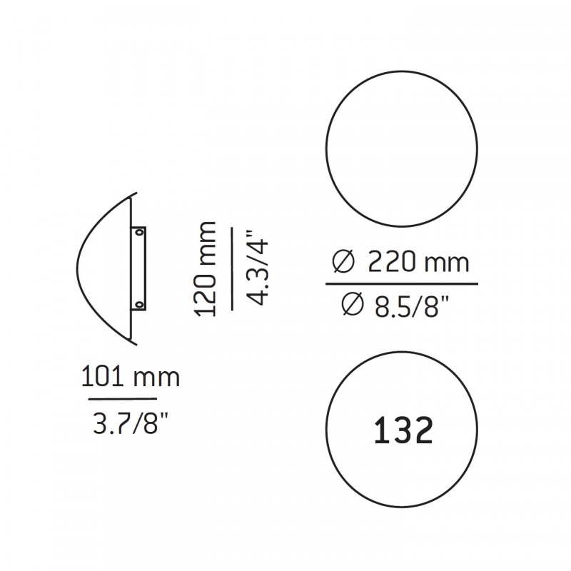 Specification image for Estiluz Lune LED Wall Light