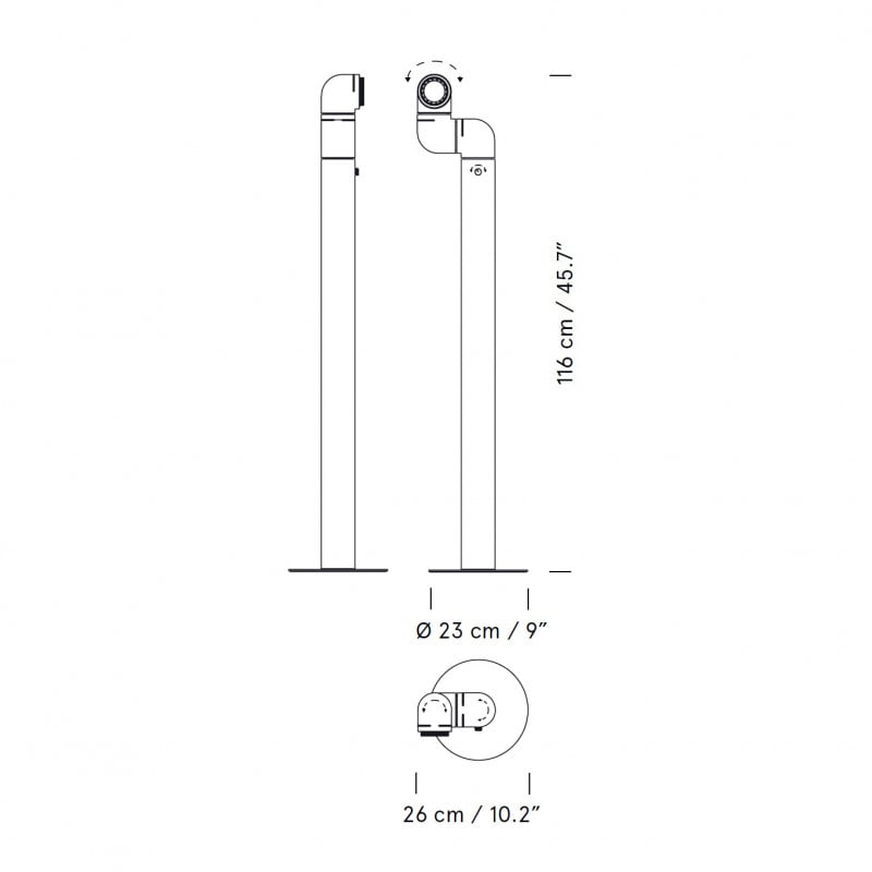 Specification image for Santa & Cole Tatu Pie LED Floor Lamp